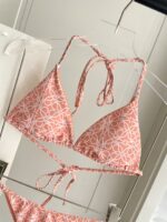 로에베 핑크 아나그램 프린트 레이스업 삼각컵 분리비키니 투피스 수영복 - 이미지 2