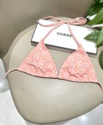 로에베 핑크 아나그램 프린트 레이스업 삼각컵 분리비키니 투피스 수영복 - 이미지 3