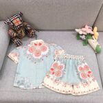 지머만 한정 시리즈 아동 플로랄 프린트 셔츠+반바지 세트 - 이미지 5