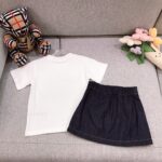 폴로 여아 곰 인쇄 반팔+데님 스커트 세트 - 이미지 6
