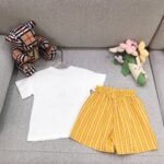 폴로 랄프 로렌 레터링 베어 프린트 반팔 + 옐로우 스트라이프 반바지 세트 - 이미지 6