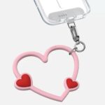 CASETiFY 투톤 속빈 하트 휴대폰 손목끈 부드러운 실리콘 하트 걸이 다색 단품 회색 폰클립 증정 - 이미지 9