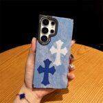 크롬하츠 십자가 손목끈 MagSafe 자석 폰케이스 빈티지 데님 가죽 충격방지 갤럭시 커버 - 이미지 13