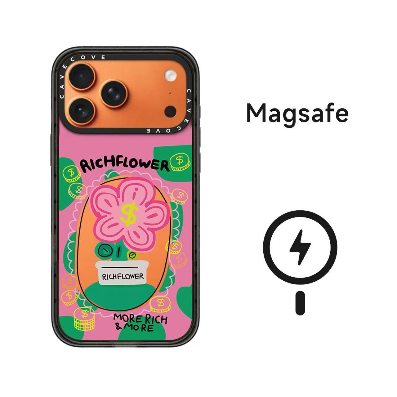 微信图片_20260705161728_1210_2 CASETiFY RichFlower 부자꽃 MagSafe 자석 휴대폰 케이스 도파민 투톤 캐릭터 전체 충격방지 아이폰 보호커버 - 이미지 1
