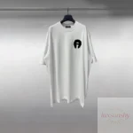 크롬하츠 고급 핫스톤 패치 공정 반팔 티셔츠｜남녀공용 화이트 루즈핏