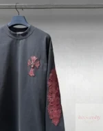 크롬하츠 중량 380g 십자가 가죽태그 컬러매치 자수 긴팔 티셔츠 - 이미지 3