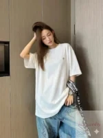 크롬하츠 십자가 패치 자수 반팔 티셔츠 오버사이즈 커플 캐주얼 남녀공용 - 이미지 2