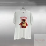 구찌 딸기곰 프린트 반팔티 280g 고중량 이중사 남녀공용