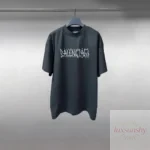 발렌시아가 기울어진 캘리그라피 하트 문자 반팔티 OS 하이넥 루즈핏 남녀공용  ### 详情文案
