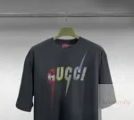 구찌 그라데이션 컬러스톤 번개 GUCCI 로고 반팔티 힙한 남녀공용 - 이미지 3