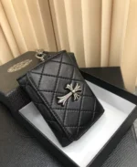 크롬하츠 셀럽 착용 십자가 장식 천연가죽 미니 파우치 명함지갑 손목 가방 허리 걸이식 동전지갑 트렌드 브랜드 액세서리 백 - 이미지 2