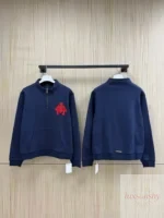 크롬하츠 네이비 레드 십자가 3개 반집업 지퍼 하이넥 맨투맨 OS 루즈핏 남녀공용 - 이미지 3