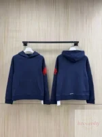 크롬하츠 네이비 레드 십자가 자수 후드 맨투맨 OS 루즈핏 캥거루 포켓 남녀공용 - 이미지 3