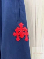 크롬하츠 네이비 레드 3십자가 조거 팬츠 허리밴드 루즈핏 트레이닝 바지 남녀공용 - 이미지 5